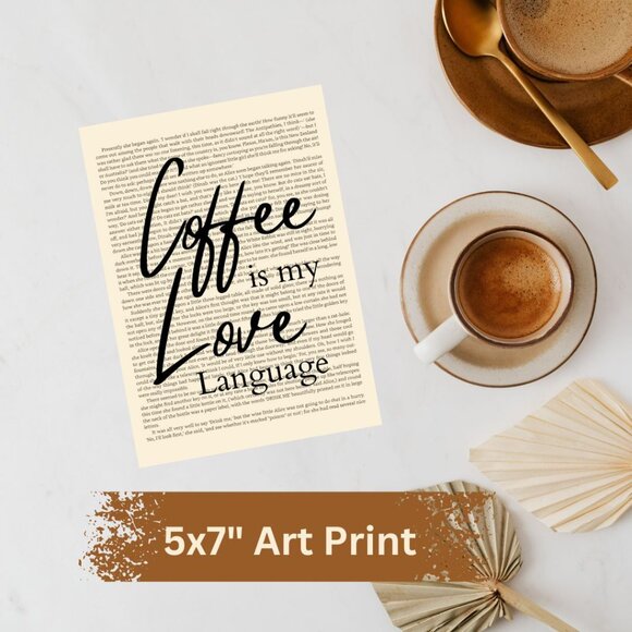 Coffee is my Love Language, Bookish Coffee Art Print - Picture 2 of 4